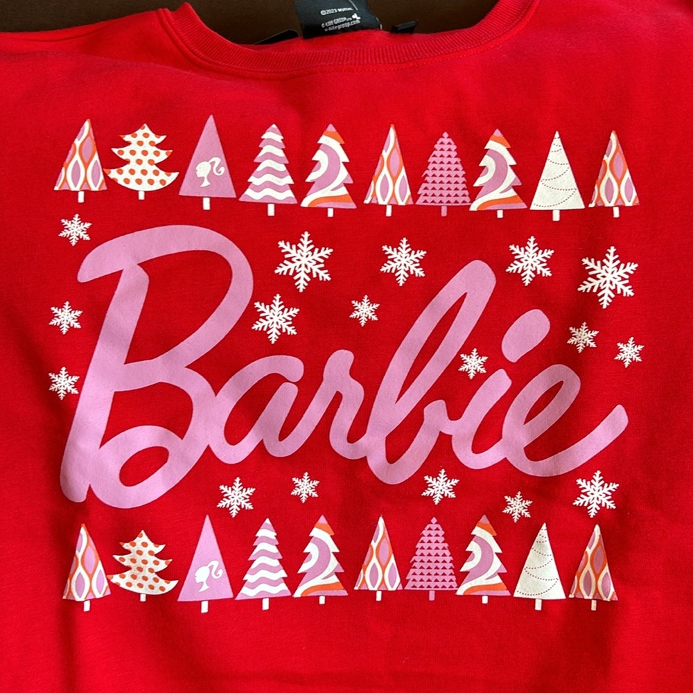 NWT beautiful festive red Barbie sweatshirt & vintage collectible mini doll! - Picture 13 of 14